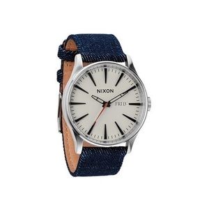 NIXON Sentry Leather Dark Denim Watch